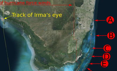 Image of hurricane Irma track across south florida